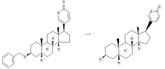 Bufalin can be prepared by 5-(3'b-benzyloxy-14'-hydroxy-5'b,14'b-androstan-17'b-yl)-2H-pyran-2-one by heating